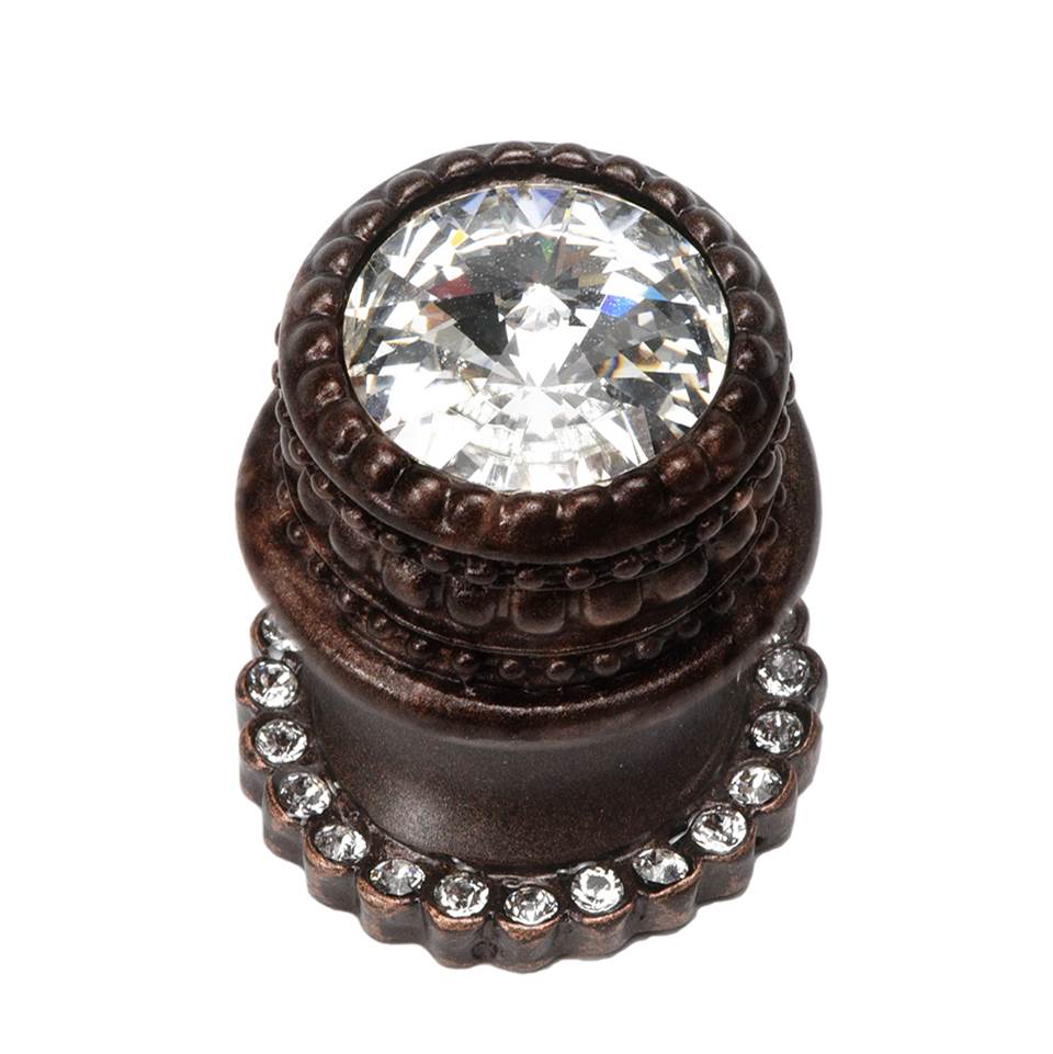 Carpe Diem Hardware - Cache Medium Round Knob With Halo Platform With 24 Swarovski Clear Crystals - Oil Rubbed Bronze
