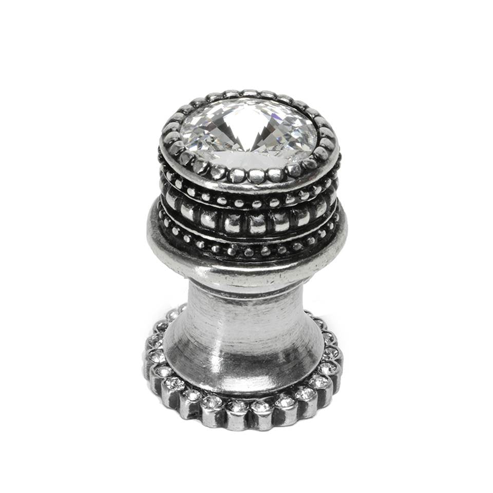 Carpe Diem Hardware - Cache Medium Round Knob With Halo Platform With 24 Swarovski Clear Crystals - Chalice