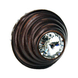 Cache Large Round Knob With 19 Rivoli Swarovski Clear Crystals