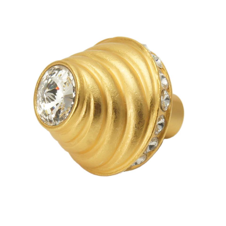 Cache Large Round Knob With 19 Rivoli Swarovski Clear Crystals