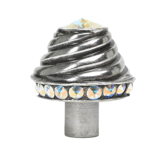 Carpe Diem Hardware - Cache Large Round Knob With 19 Rivoli Swarovski Aurore Boreale Crystals - Chalice