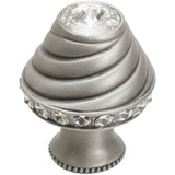 Carpe Diem Hardware - Cache Medium Round Knob With Flared Foot With 19 Rivoli Swarovski Clear Crystals In Satin. - Satin