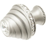 Cache Medium Round Knob With Flared Foot With 19 Rivoli Swarovski Clear Crystals In Satin.