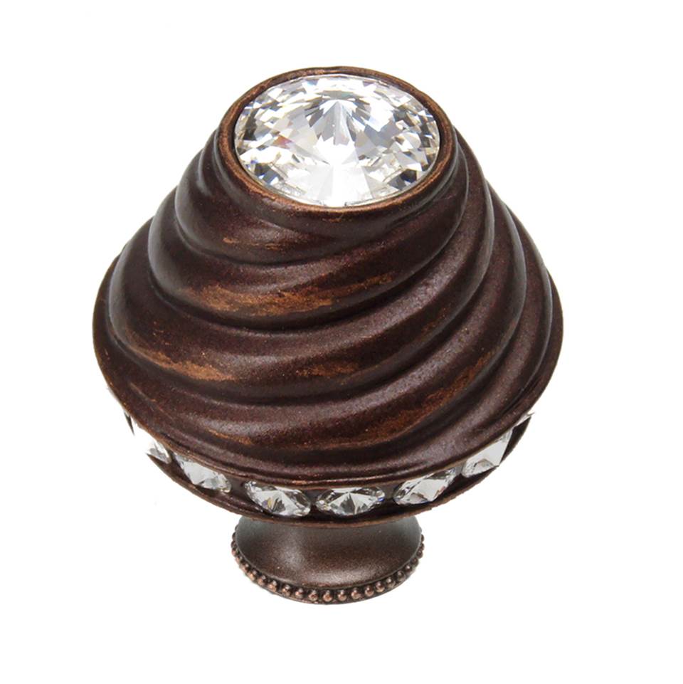 Carpe Diem Hardware - Cache Medium Round Knob w/ Flared Foot w/ 19 Rivoli Swarovski Crystals - Gilded Mercury