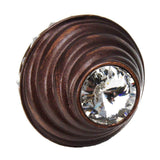 Cache Medium Round Knob With Flared Foot With 19 Rivoli Swarovski Clear Crystals In Satin.