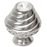 Carpe Diem Hardware - Cache Medium Round Knob With Flared Foot With 19 Rivoli Swarovski Clear Crystals In Platinum. - Platinum