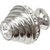 Cache Medium Round Knob With Flared Foot With 19 Rivoli Swarovski Clear Crystals In Satin.