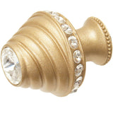 Cache Medium Round Knob With Flared Foot With 19 Rivoli Swarovski Clear Crystals In Satin.