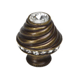 Cache Medium Round Knob With Flared Foot With 19 Rivoli Swarovski Clear Crystals In Satin.