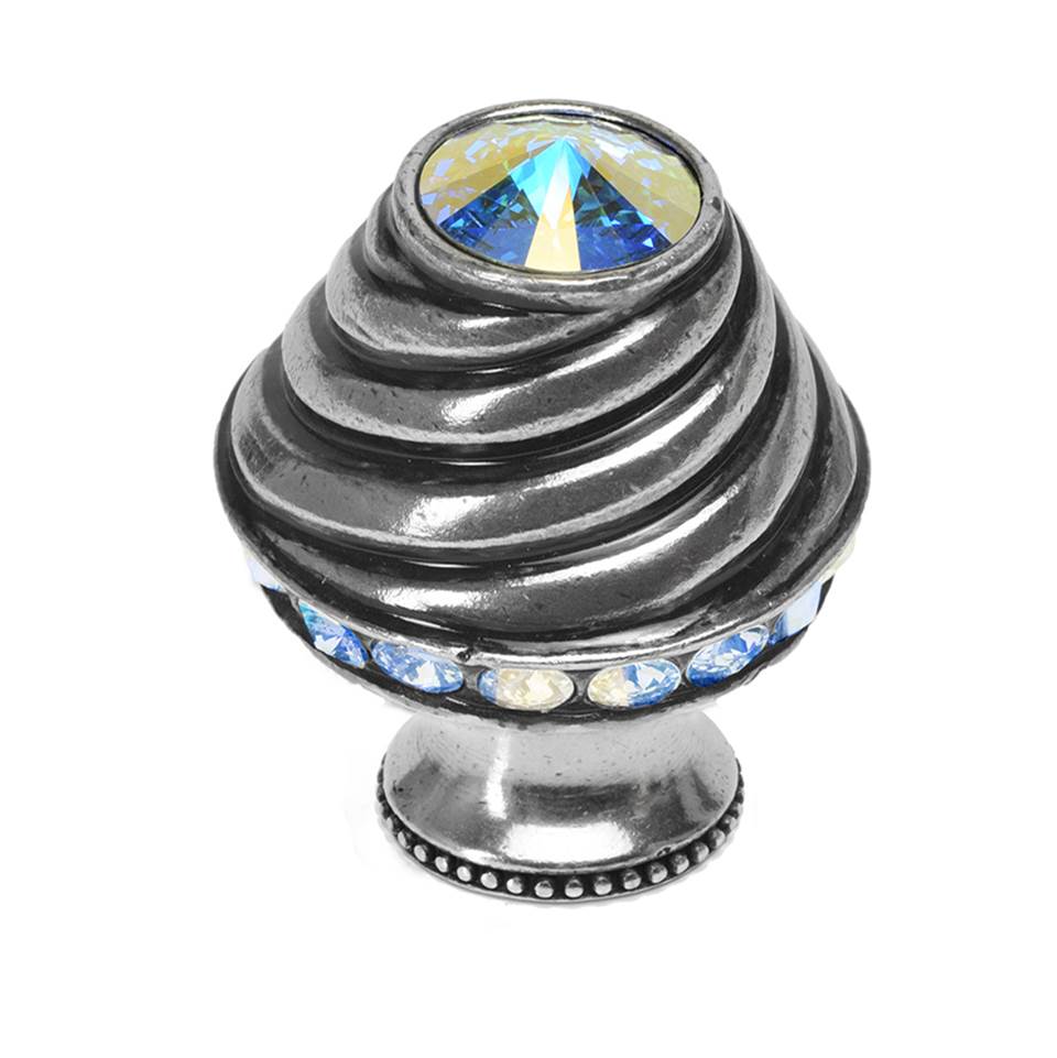 Carpe Diem Hardware - Cache Medium Round Knob With Flared Foot With 19 Rivoli Swarovski Aurore Boreale Crystals - Chalice