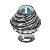 Carpe Diem Hardware - Cache Medium Round Knob With Flared Foot With 19 Rivoli Swarovski Aurore Boreale Crystals - Chalice