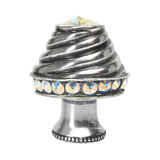 Cache Medium Round Knob With Flared Foot With 19 Rivoli Swarovski Aurore Boreale Crystals