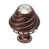 Carpe Diem Hardware - Cache Medium Round Knob With Halo Platform With 42 Swarovski Clear Crystals - Oil Rubbed Bronze