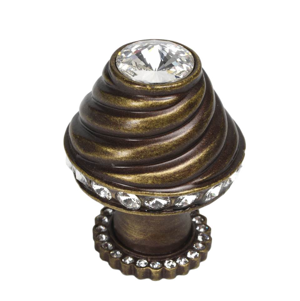 Cache Medium Round Knob With Halo Platform With 42 Swarovski Clear Crystals