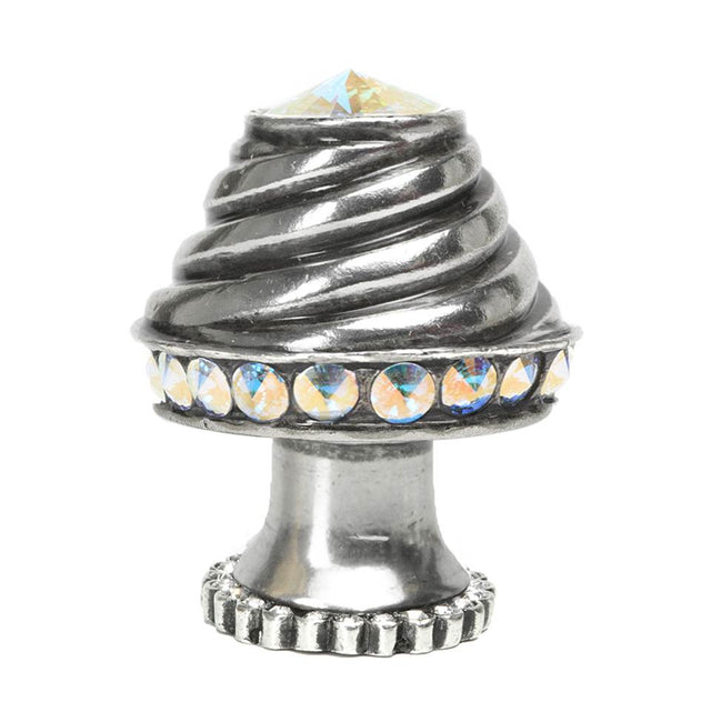 Carpe Diem Hardware - Cache Medium Round Knob With Halo Platform With 42 Swarovski Aurore Boreale Crystals - Chalice