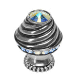 Cache Medium Round Knob With Halo Platform With 42 Swarovski Aurore Boreale Crystals
