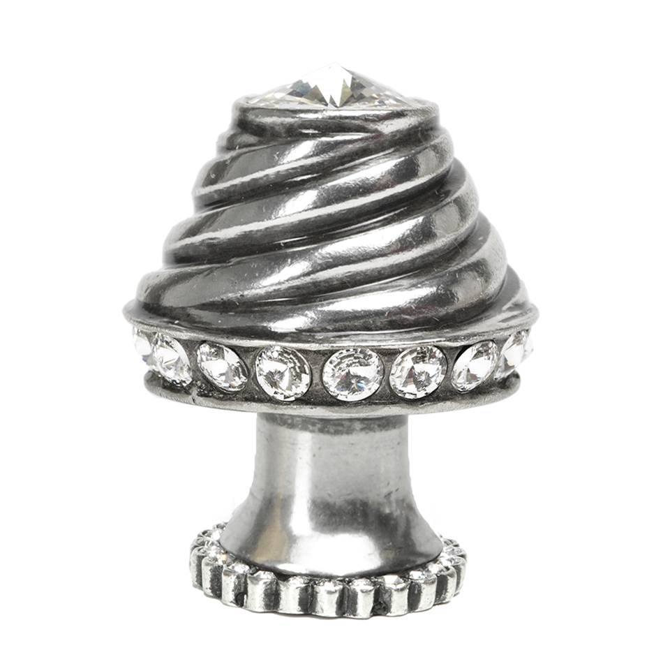 Carpe Diem Hardware - Cache Medium Round Knob With Halo Platform With 42 Swarovski Clear Crystals - Chalice