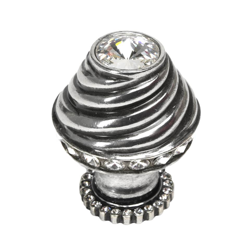 Cache Medium Round Knob With Halo Platform With 42 Swarovski Clear Crystals