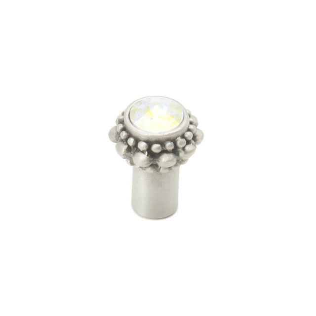 Carpe Diem Hardware - Cache Small Round Knob With A Rivoli Swarovski Aurore Boreale Crystal - Satin