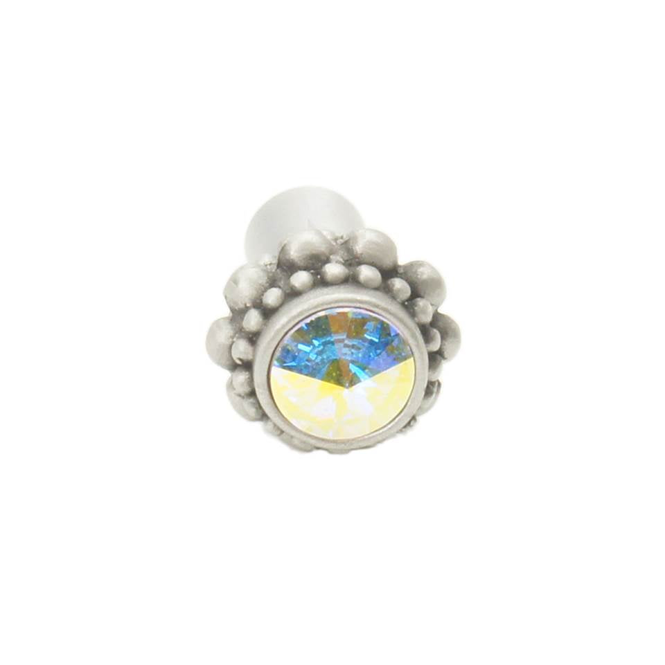 Cache Small Round Knob With A Rivoli Swarovski Aurore Boreale Crystal