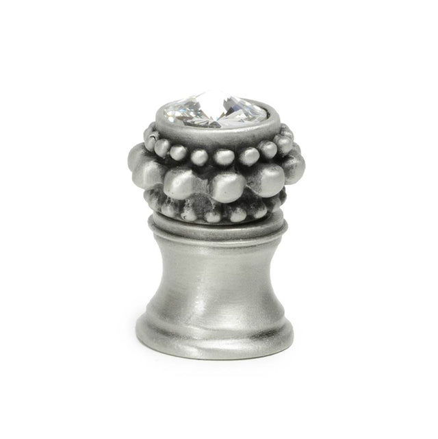 Carpe Diem Hardware - Cache Small Round Knob With Flared Foot With A Rivoli Swarovski Clear Crystal In Satin. - Satin