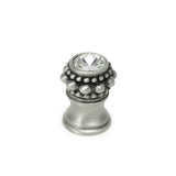 Cache Small Round Knob With Flared Foot With A Rivoli Swarovski Clear Crystal In Satin.