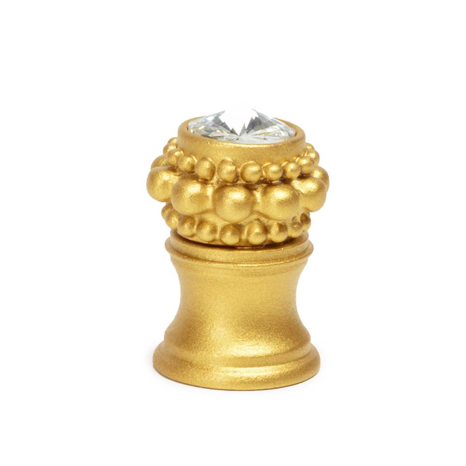 Carpe Diem Hardware - Cache Small Round Knob w/ Flared Foot w/ A Rivoli Swarovski Crystal - Gilded Mercury