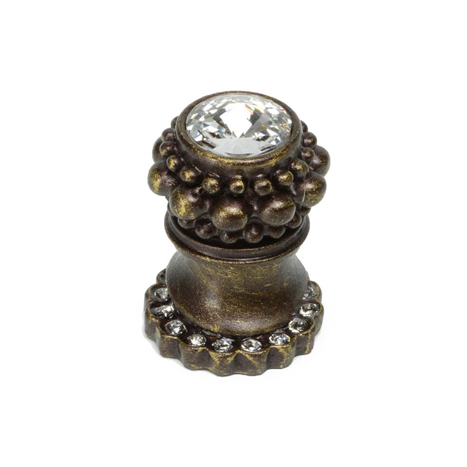 Cache Small Round Knob With Halo Platform With 20 Swarovski Clear Crystals