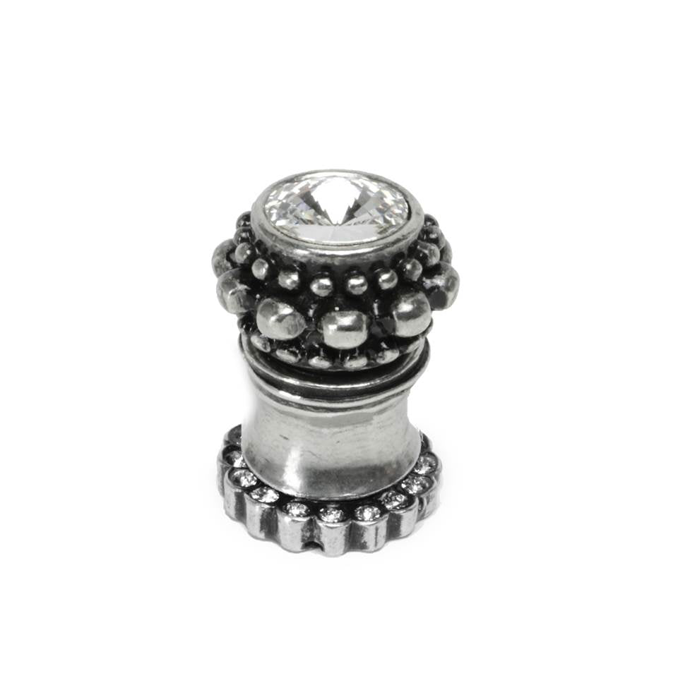 Cache Small Round Knob With Halo Platform With 20 Swarovski Clear Crystals