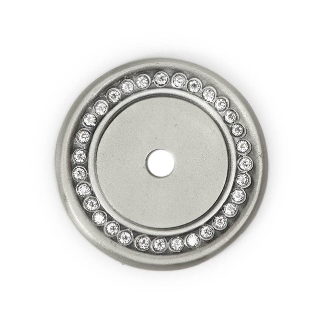 Carpe Diem Hardware - Cache Round Escutcheon With Swarovski Clear Crystals In Satin. - Satin