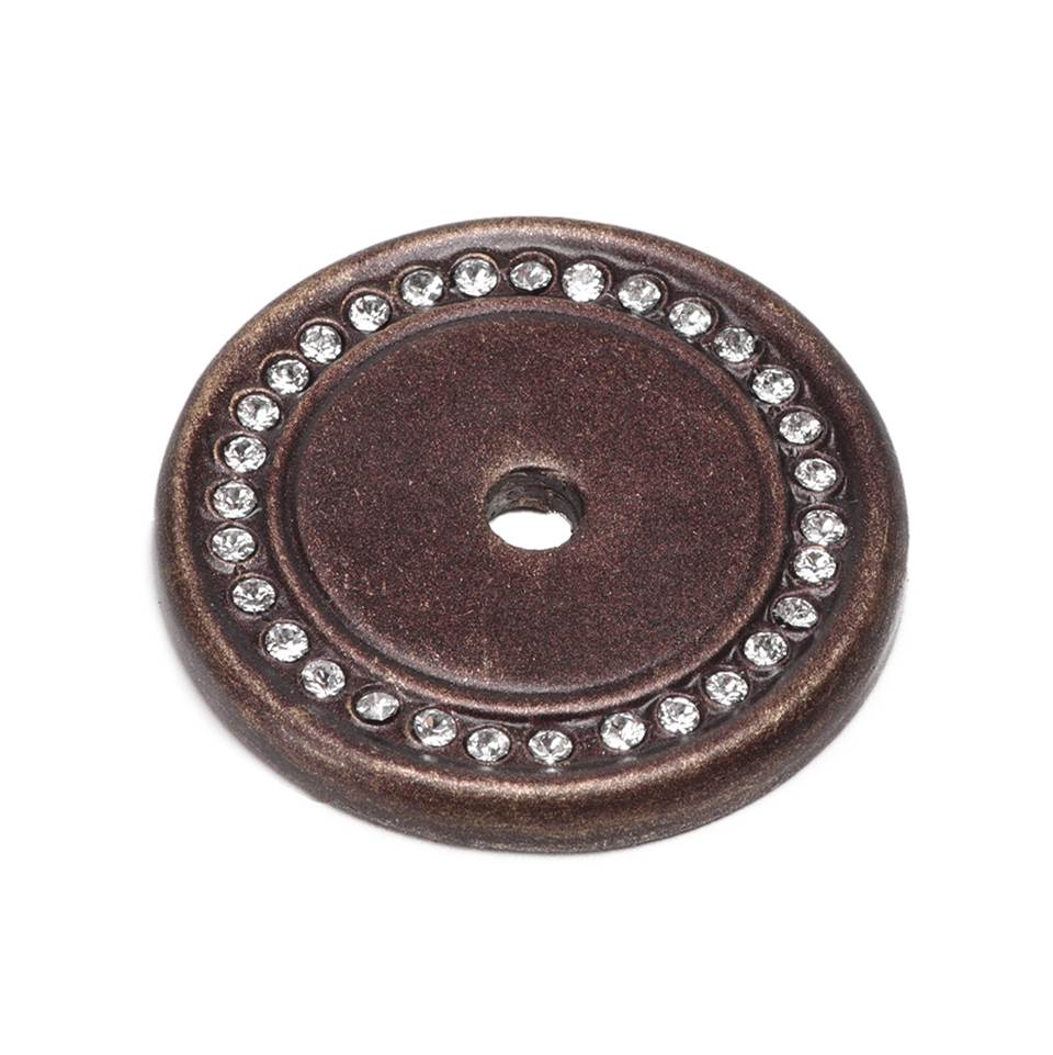Carpe Diem Hardware - Cache Round Escutcheon With Swarovski Clear Crystals - Oil Rubbed Bronze