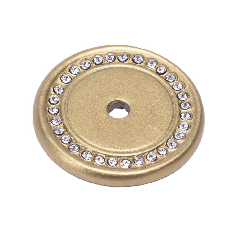 Carpe Diem Hardware - Cache Round Escutcheon With Swarovski Clear Crystals In Soft Gold. - Soft Gold