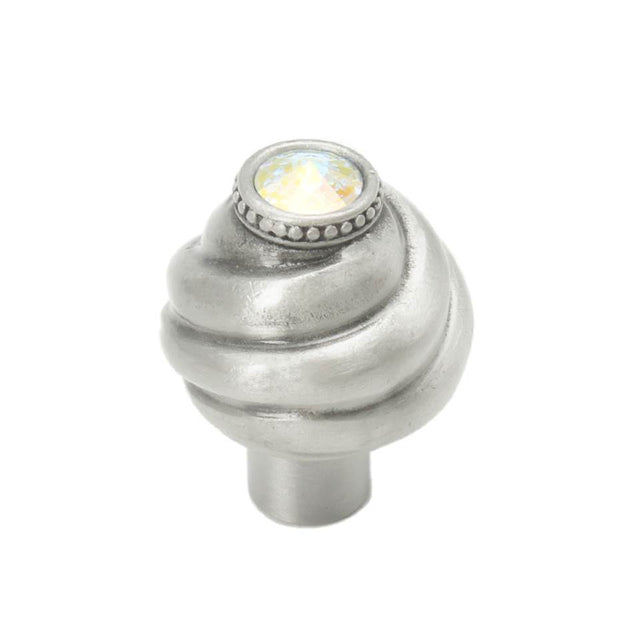 Carpe Diem Hardware - Cache Knob With Swarovski Aurore Boreale Crystals - Satin
