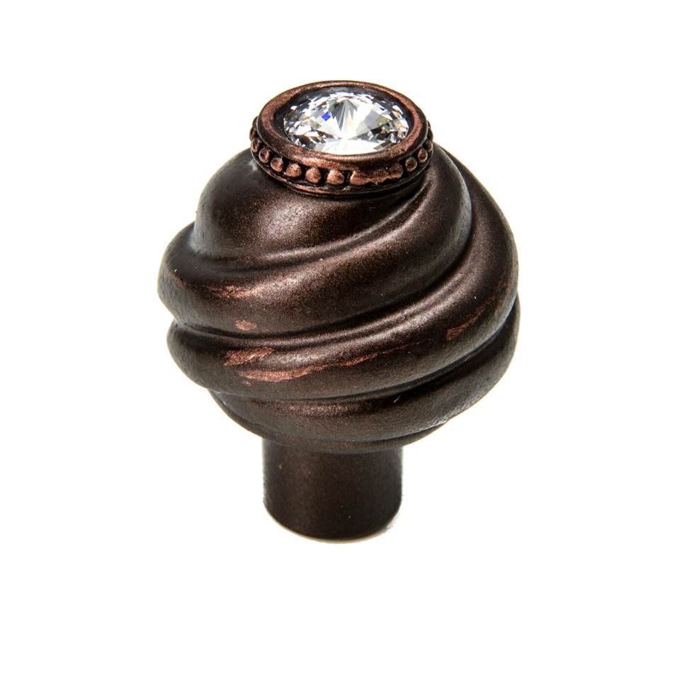 Carpe Diem Hardware - Cache Knob With Swarovski Clear Crystals - Oil Rubbed Bronze