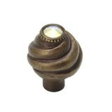 Carpe Diem Hardware - Cache Knob With Swarovski Aurore Boreale Crystals - Antique Brass