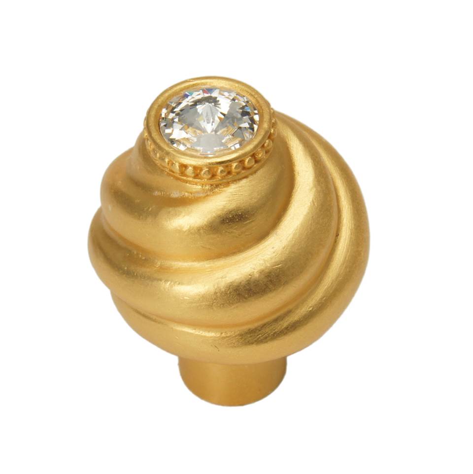 Carpe Diem Hardware - Cache Knob With Swarovski Clear Crystals - Gilded Mercury