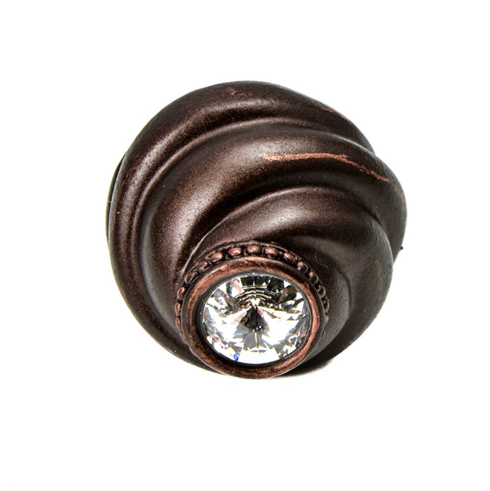 Cache Knob With Flared Foot With Swarovski Clear Crystals