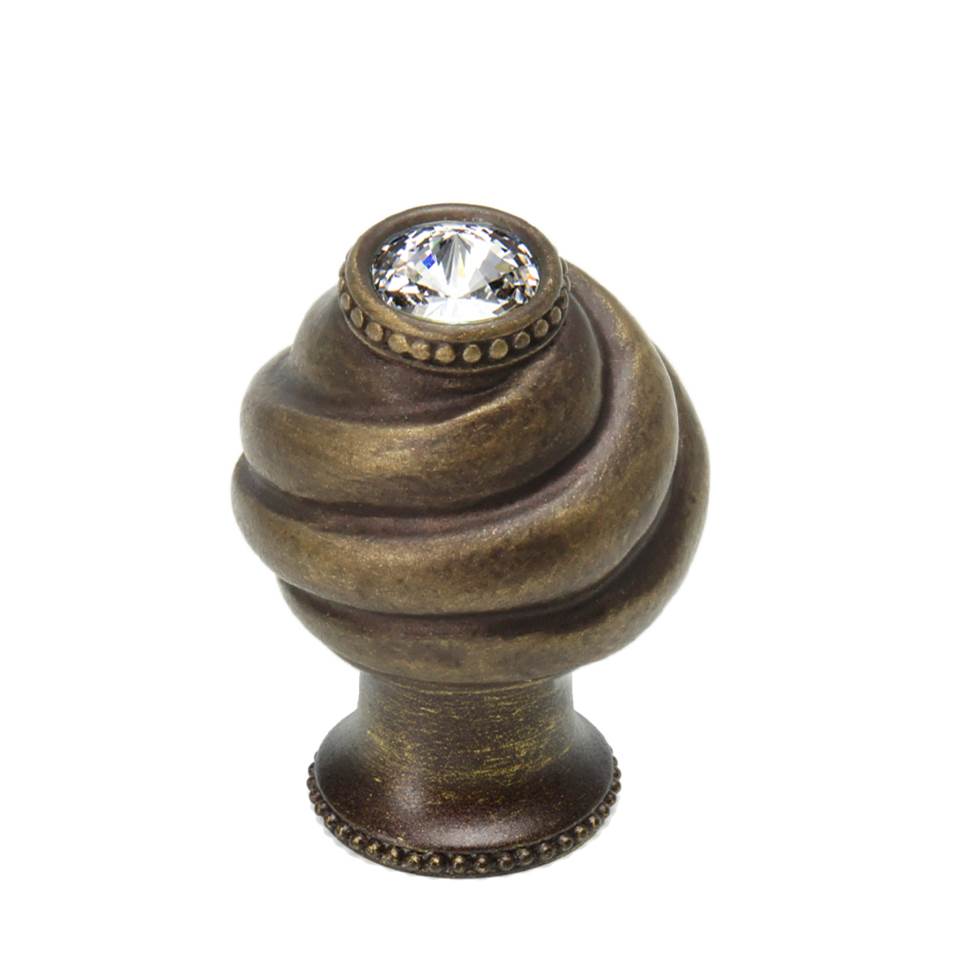 Carpe Diem Hardware - Juliane Grace 9'' O.C. Approx w/ 1/2'' Smooth Center Long Pull Large Finial w/ Swarovski Crystals - Antique Brass