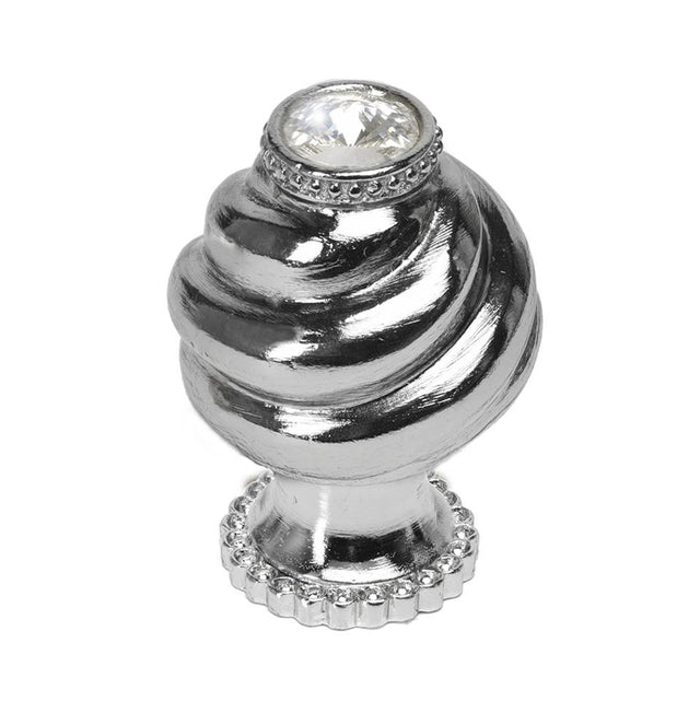 Carpe Diem Hardware - Cache Knob With Halo Platform With Swarovski Clear Crystals - Platinum