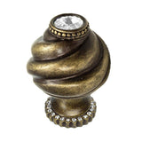 Carpe Diem Hardware - Juliane Grace 12'' O.C. Approx w/ 1/2'' Smooth Center Long Pull Large Finial w/ Swarovski Crystals - Antique Brass