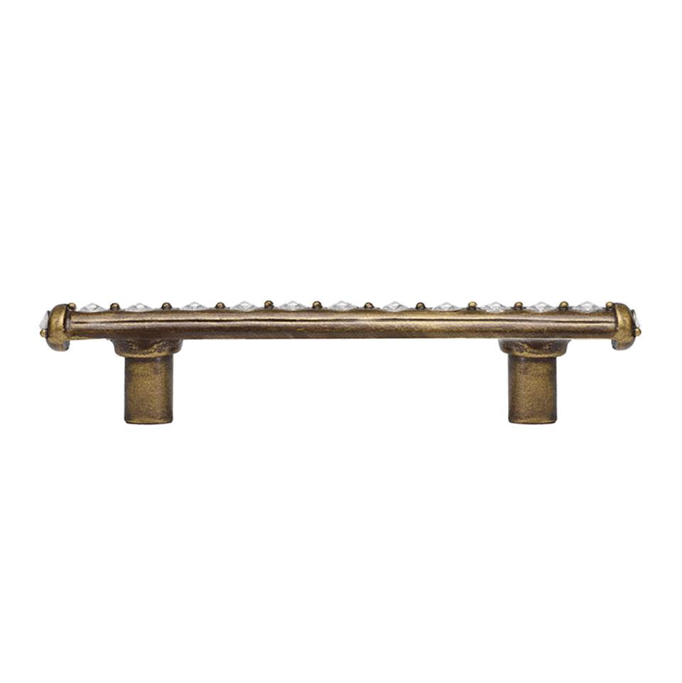 Carpe Diem Hardware - Cache 3'' O.C. Pull With Center Of Swarovski Clear Crystals - Antique Brass
