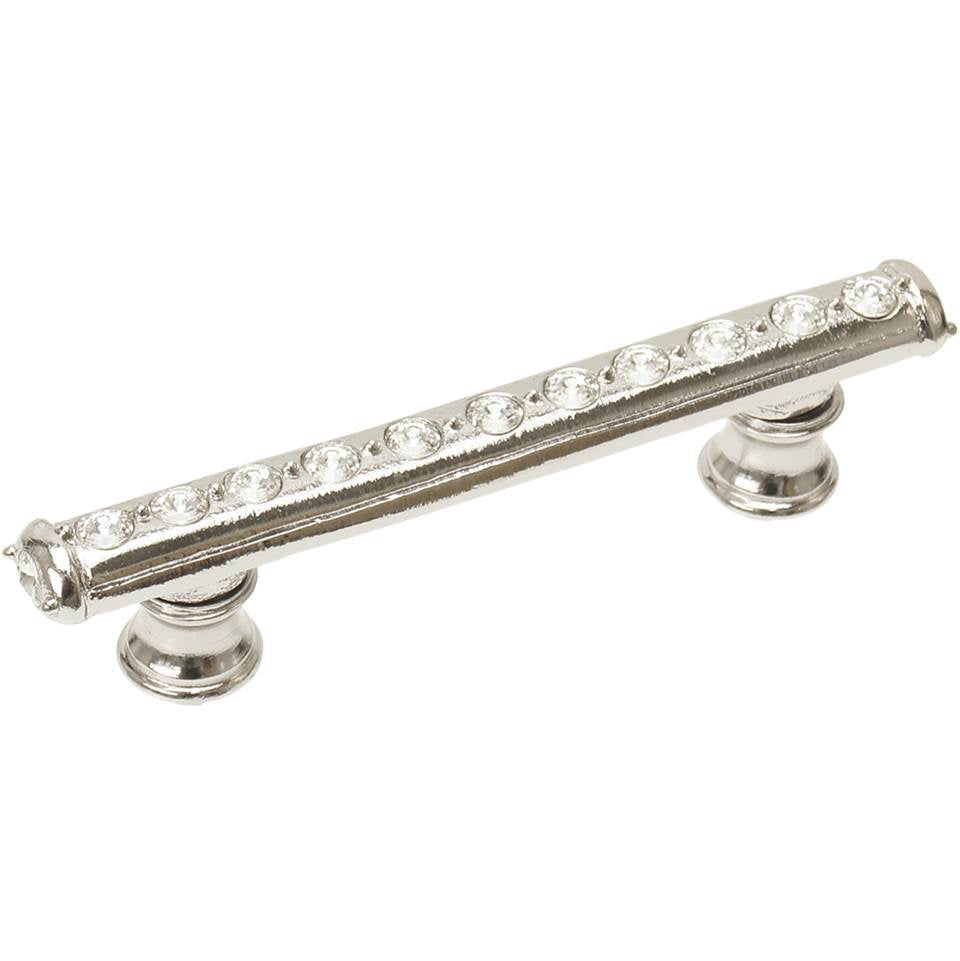 Cache 3'' O.C. Pull With Flared Feet With Center Of Swarovski Clear Crystals In Satin.