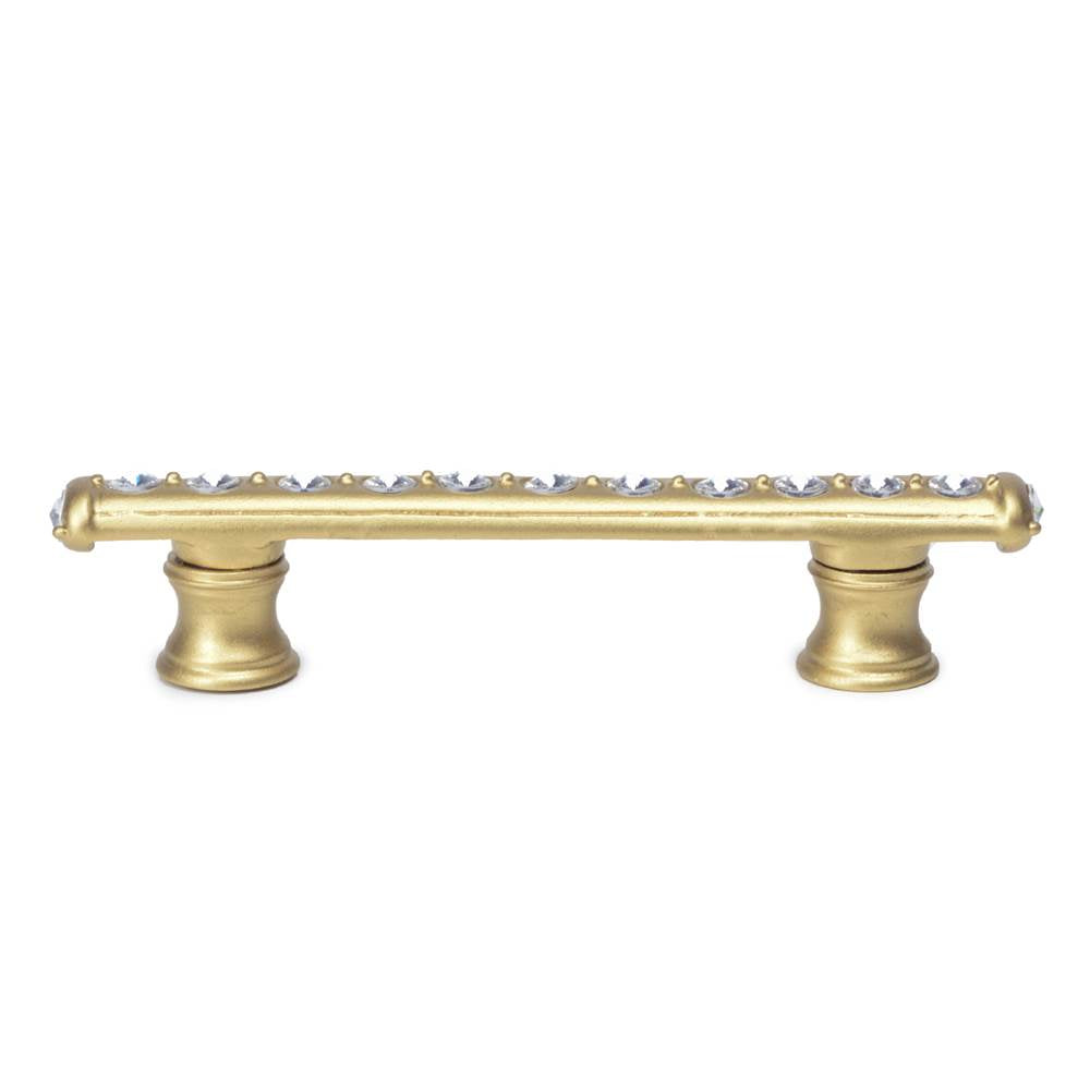 Cache 3'' O.C. Pull With Flared Feet With Center Of Swarovski Clear Crystals In Satin.