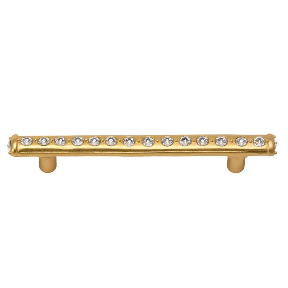 Carpe Diem Hardware - Cache 4'' O.C. Pull With Center Of Swarovski Clear Crystals - Gilded Mercury