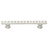 Carpe Diem Hardware - Cache 4'' O.C. Pull With Flared Feet With Center Of Swarovski Clear Crystals In Satin. - Satin