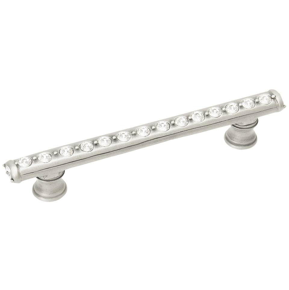 Cache 4'' O.C. Pull With Flared Feet With Center Of Swarovski Clear Crystals In Satin.