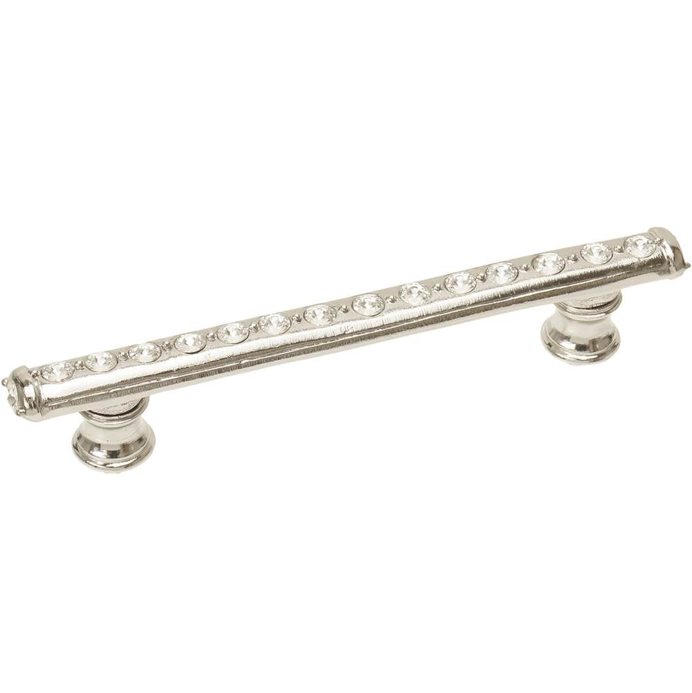 Cache 4'' O.C. Pull With Flared Feet With Center Of Swarovski Clear Crystals In Satin.