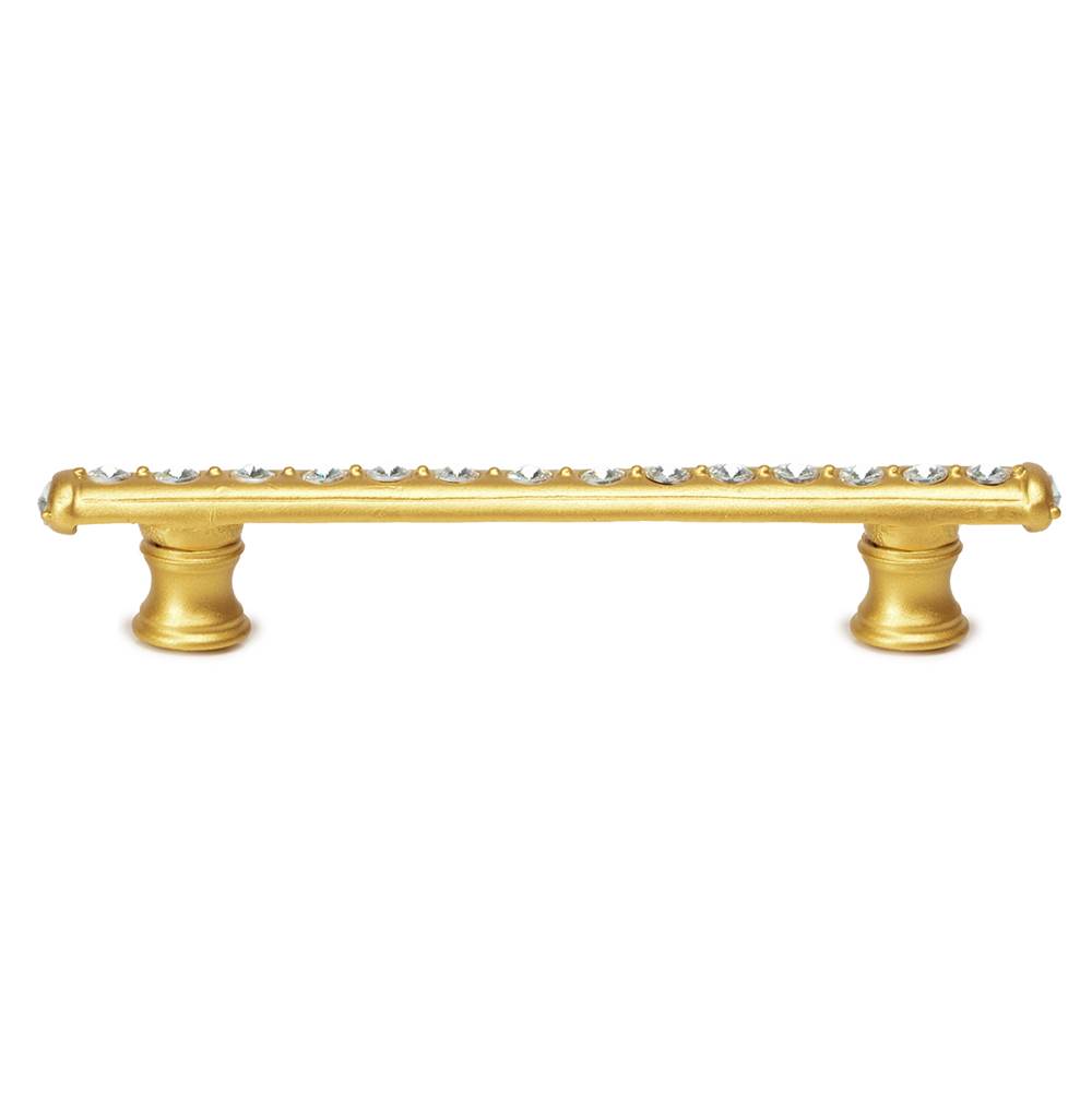 Cache 4'' O.C. Pull With Flared Feet With Center Of Swarovski Clear Crystals In Satin.