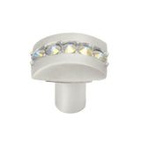 Carpe Diem Hardware - Cache Rectangle Knob With Center Of 5 Rivoli Swarovski Aurore Boreale Crystals - Satin