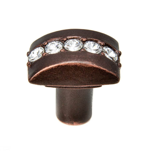 Carpe Diem Hardware - Cache Rectangle Knob With Center Of 5 Rivoli Swarovski Clear Crystals - Oil Rubbed Bronze